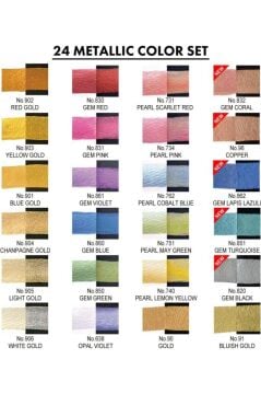 Kuretake Gansai Tambi Metalik Yaldız Tablet Sulu Boya Seti 24 Renk Set MC20/24V/NW2A