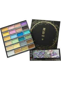Kuretake Gansai Tambi Metalik Yaldız Tablet Sulu Boya Seti 24 Renk Set MC20/24V/NW3