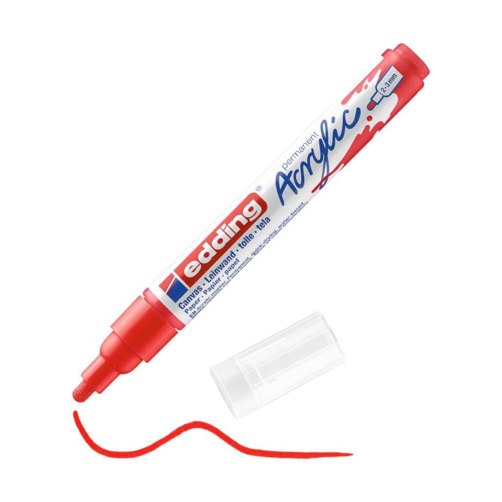 Edding 5100 Orta Uçlu Akrilik Markör - Trafik Kırmızı - 2-3 Mm’Lik Yuvarlak Uç