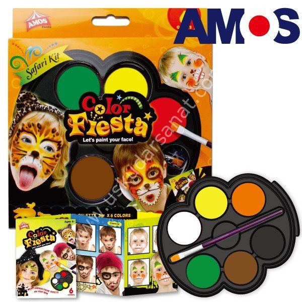 Amos Color Fiesta Yüz Boyası Palet üzerinde 3grx6 Renk