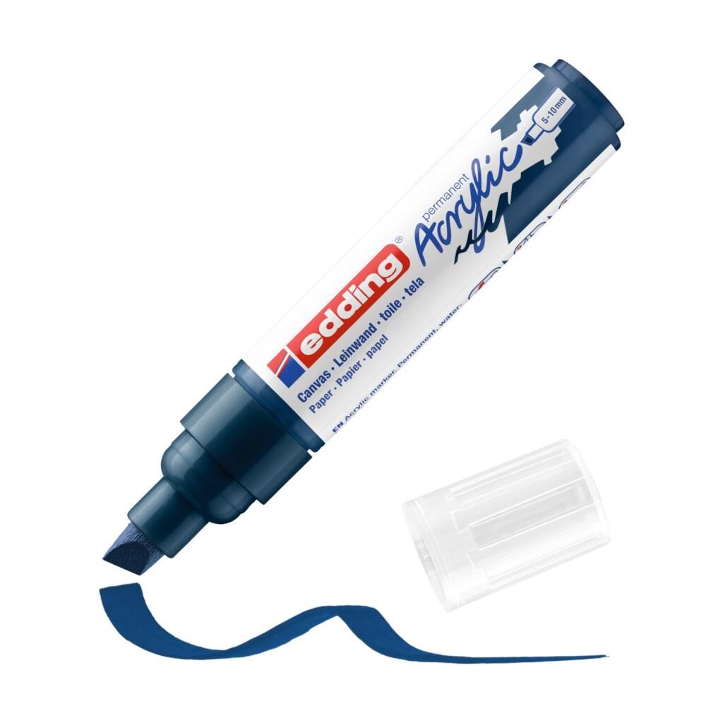 Edding 5000 Kalın Uçlu Akrilik Markör - Gece Mavisi - 5-10 Mm’Lik Kesik Uç