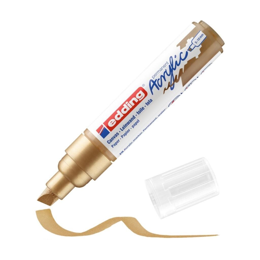 Edding 5000 Kalın Uçlu Akrilik Markör - Altın - 5-10 Mm’Lik Kesik Uç
