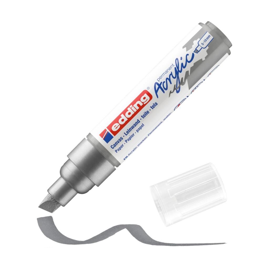 Edding 5000 Kalın Uçlu Akrilik Markör - Gümüş - 5-10 Mm’Lik Kesik Uç