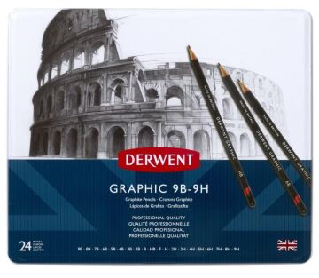 Derwent Graphic Pencils 24 lü Set Teneke kutu (34215)