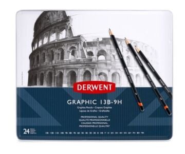 Derwent Graphic Dereceli Karakalem 24'lü Set 13B 9H Arası Tonlar