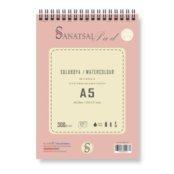 Sanatsalpad %100 Pamuklu Spiralli Suluboya Defteri 300 gr A5 12 Yaprak