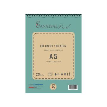 Sanatsal Pad Çok Amaçlı Dokulu Resim Defteri A5 224gr 20 Yaprak Spiralli