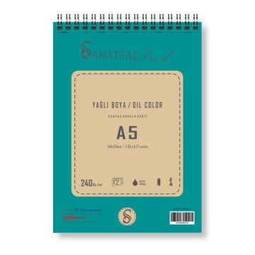 Sanatsalpad Spiralli Yağlı Boya Defteri 240 gr A5 12 Yaprak