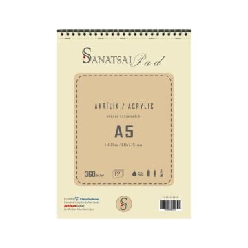 Sanatsal Pad Akrilik boya Defteri A5 360gr 12 Yaprak Spiralli