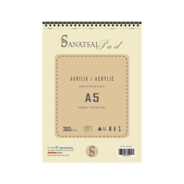 Sanatsal Pad Akrilik boya Defteri A5 360gr 12 Yaprak Spiralli