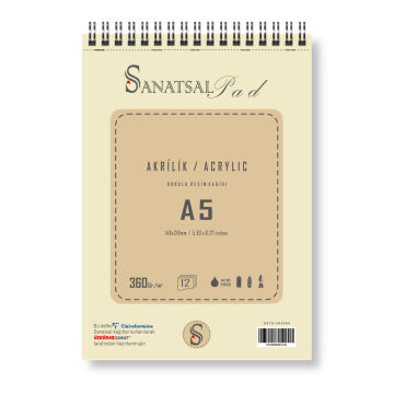 Sanatsalpad Spiralli Akrilik Boya Defteri 360 gr A5 12 Yaprak