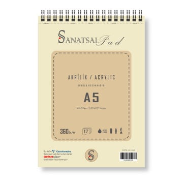 Sanatsalpad Spiralli Akrilik Boya Defteri 360 gr A5 12 Yaprak