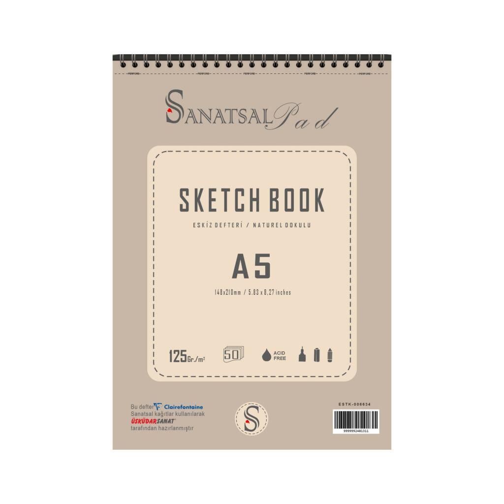 Sanatsal Pad Sketchbook Eskiz Defteri A5 125gr 50 Yaprak Spiralli