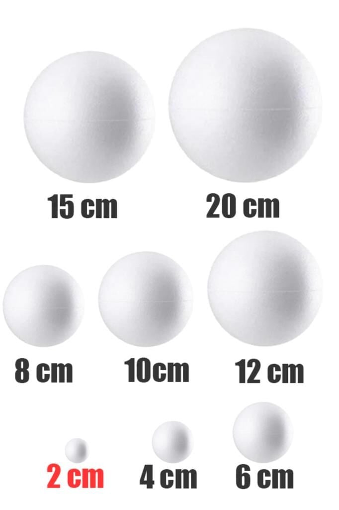 Strafor Top 2 CM Köpük Top Kapı Süsü Gezegen Sistemi Strafor Köpük Top 2cm 50 ADET