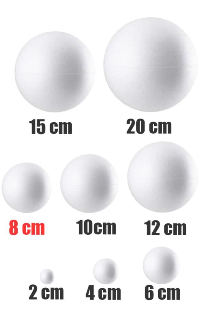 Strafor Top 8 CM Köpük Top Kapı Süsü Gezegen Sistemi Strafor Köpük Top 8cm 5 ADET