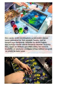 Ebru Başlangıç Seti 35x50 Profesyonel Ebru Seti Ezilmiş Ebru Boyaları Ebru Boyası