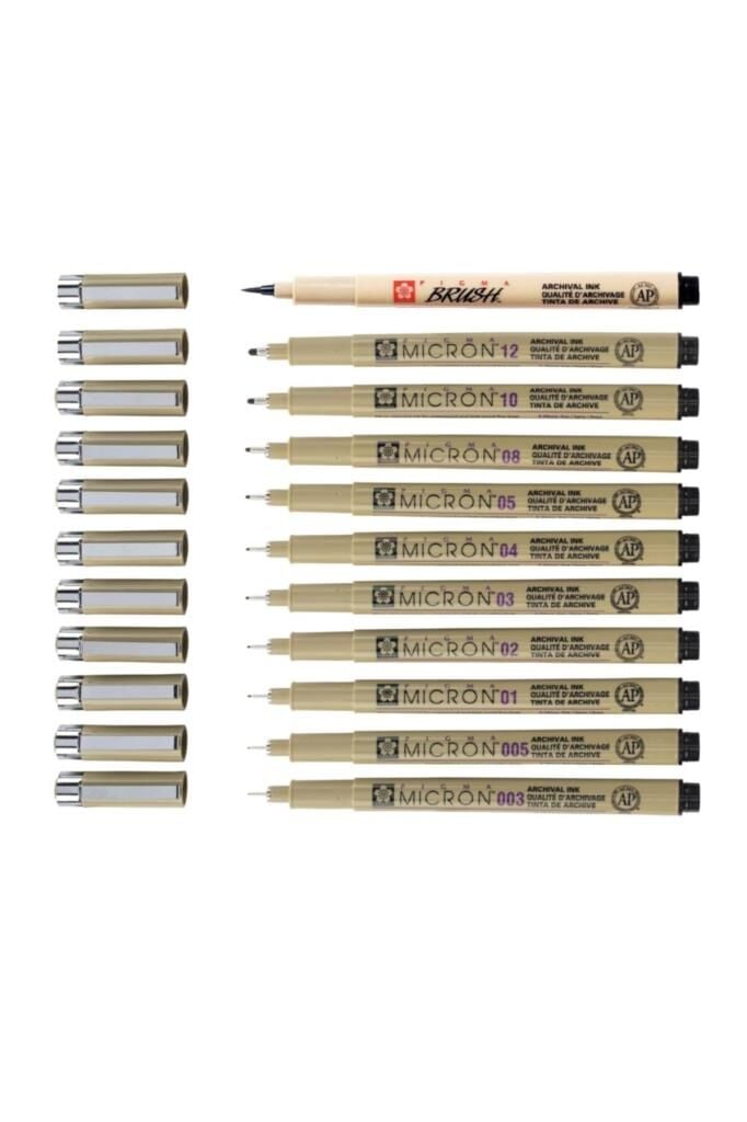 Pigma Micron Teknik Çizim Kalemi Tam Set 11'li