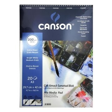 Canson Çok Amaçlı Sanatsal Blok Mix Media Pad 200gr A3 20 Yaprak