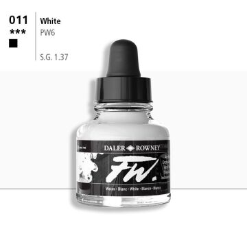 Daler Rowney Fw Acrylic Artisits Ink 29.5 ml Damlalıklı Cam Şişe White 011