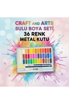 Crafts And Arts Sulu Boya Seti 36 Renk 30x12 MM Metal Kutu