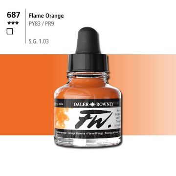 Daler Rowney FW Ink Akrilik Mürekkep 29.5 ml Flame Orange 687