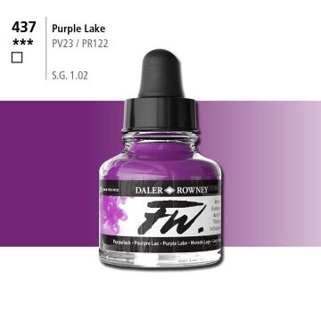 Daler Rowney Fw Acrylic Artisits Ink 29.5 ml Damlalıklı Cam Şişe Purple Lake 437