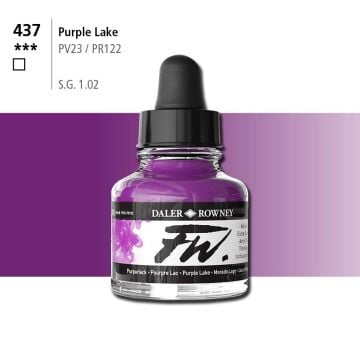 Daler Rowney Fw Acrylic Artisits Ink 29.5 ml Damlalıklı Cam Şişe Purple Lake 437