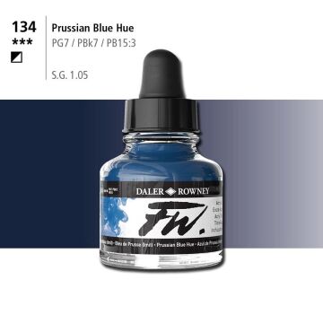 Daler Rowney Fw Acrylic Artisits Ink 29.5 ml Damlalıklı Cam Şişe Prussian Blue 134