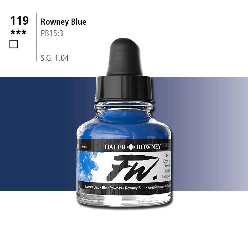 Daler Rowney Fw Acrylic Artisits Ink 29.5 ml Damlalıklı Cam Şişe Rowney Blue 119
