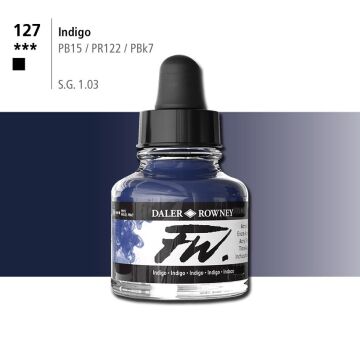 Daler Rowney Fw Acrylic Artisits Ink 29.5 ml Damlalıklı Cam Şişe Indigo 127