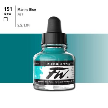 Daler Rowney Fw Acrylic Artisits Ink 29.5 ml Damlalıklı Cam Şişe Marine Blue 151