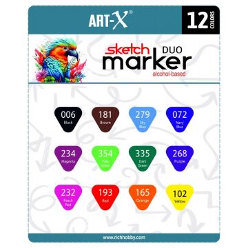 Art-X Sketch Marker Çift Taraflı 12 Renk