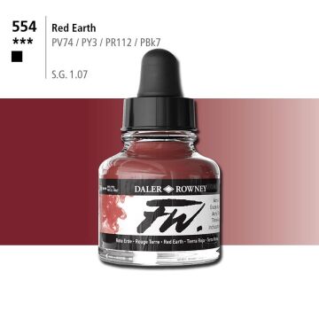 Daler Rowney FW Ink Akrilik Mürekkep 29.5 ml Red Earth 554