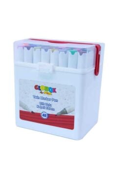 Globox Twin Marker Set Çift Uçlu Keçeli Kalem 48 Renk Plastik Çantalı
