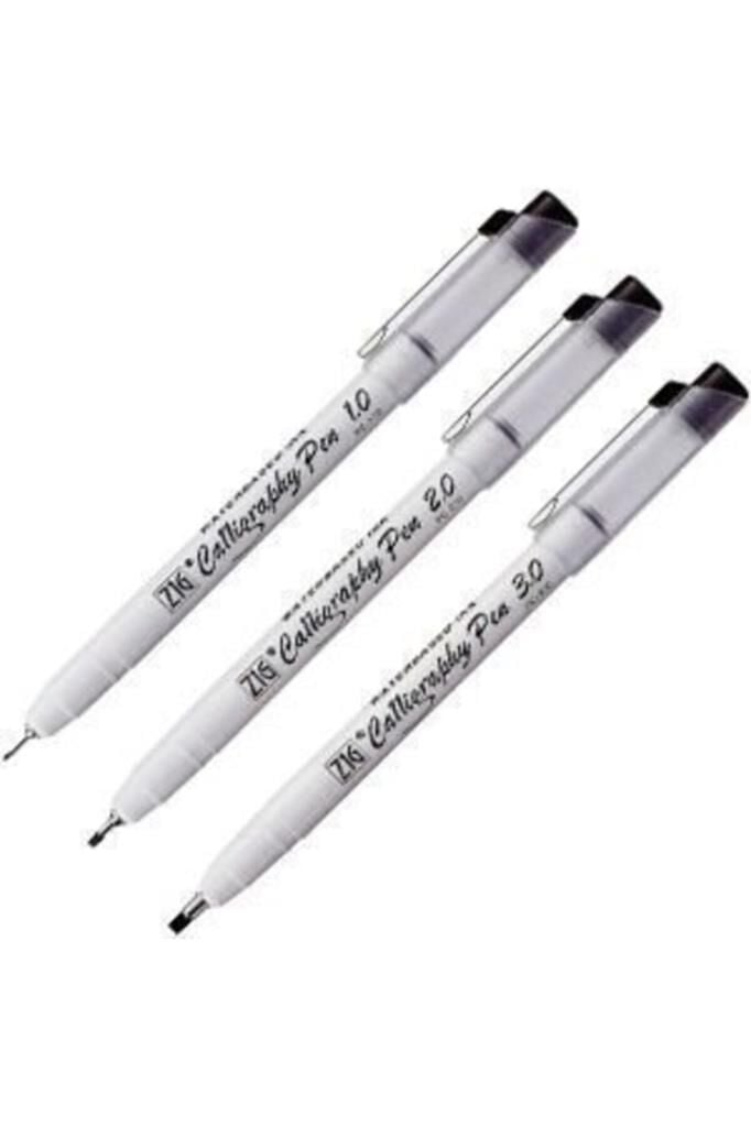 Zig Calligraphy Pen Yan Kesik Kaligrafi Kalemi 1.0 2.0 3.0 Mm Siyah Set