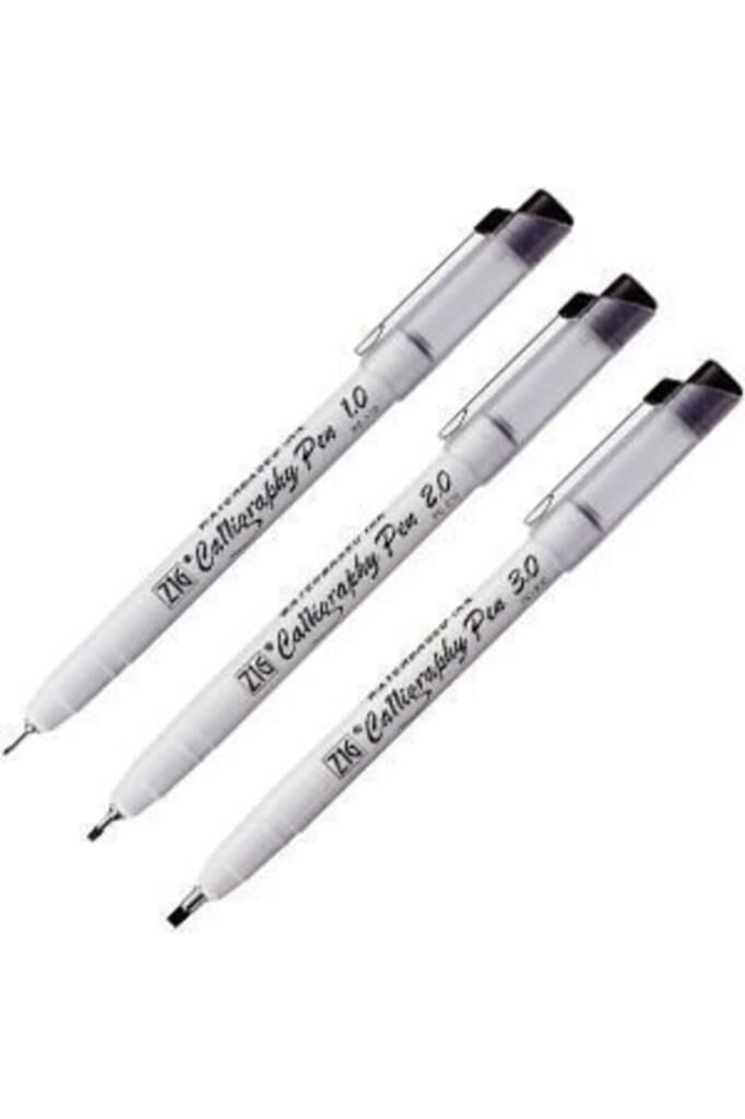 Zig Calligraphy Pen Yan Kesik Kaligrafi Kalemi 1.0 2.0 3.0 Mm Siyah Set