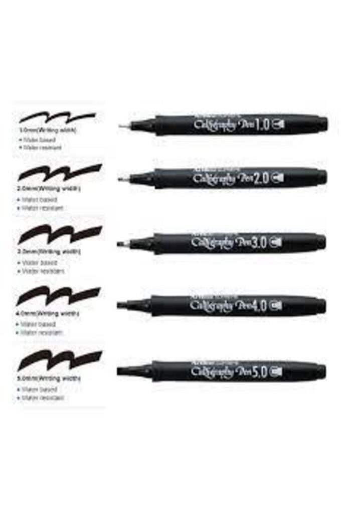 Artline Kaligrafi Kalemi 1.0 - 2.0 -3.0 - 0.4 -0.5 ( 5 Adet Set ) Düz Kesik