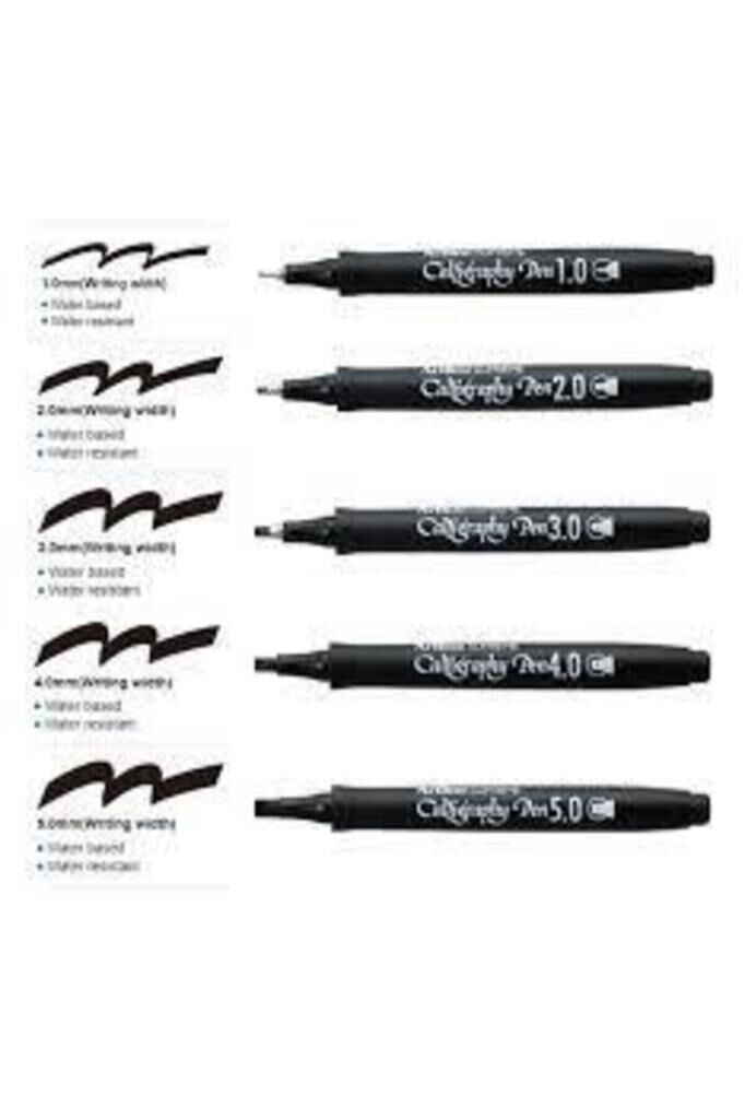 Artline Kaligrafi Kalemi 1.0 - 2.0 -3.0 - 0.4 -0.5 ( 5 Adet Set ) Düz Kesik