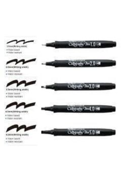 Artline Kaligrafi Kalemi 1.0 - 2.0 -3.0 - 0.4 -0.5 ( 5 Adet Set ) Düz Kesik