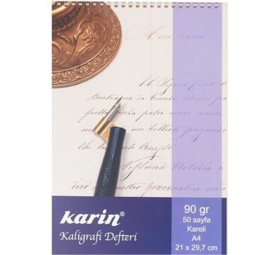 Karin Spiralli Kareli Kaligrafi Defteri 90 gr A4 50 Yaprak
