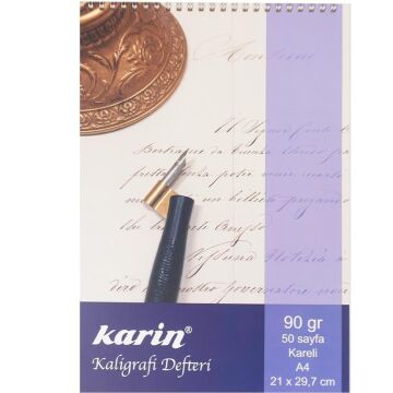 Karin Spiralli Kareli Kaligrafi Defteri 90 gr A4 50 Yaprak