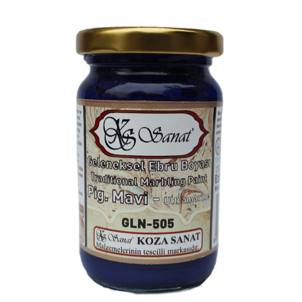 Koza Sanat Geleneksel Ezilmiş Ebru Boyası 105 cc 505 Pigment Mavi (Ultramarine)