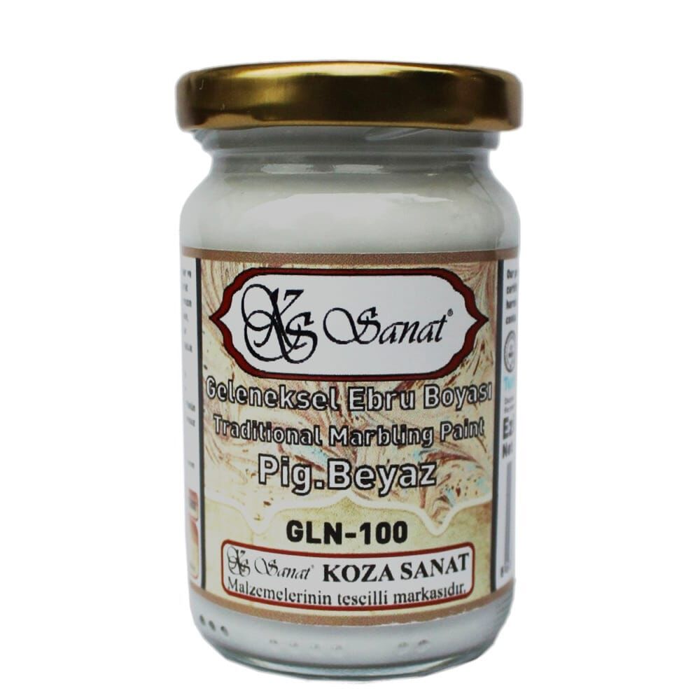 Koza Sanat Geleneksel Ezilmiş Ebru Boyası 105 cc 100 Pigment Beyaz