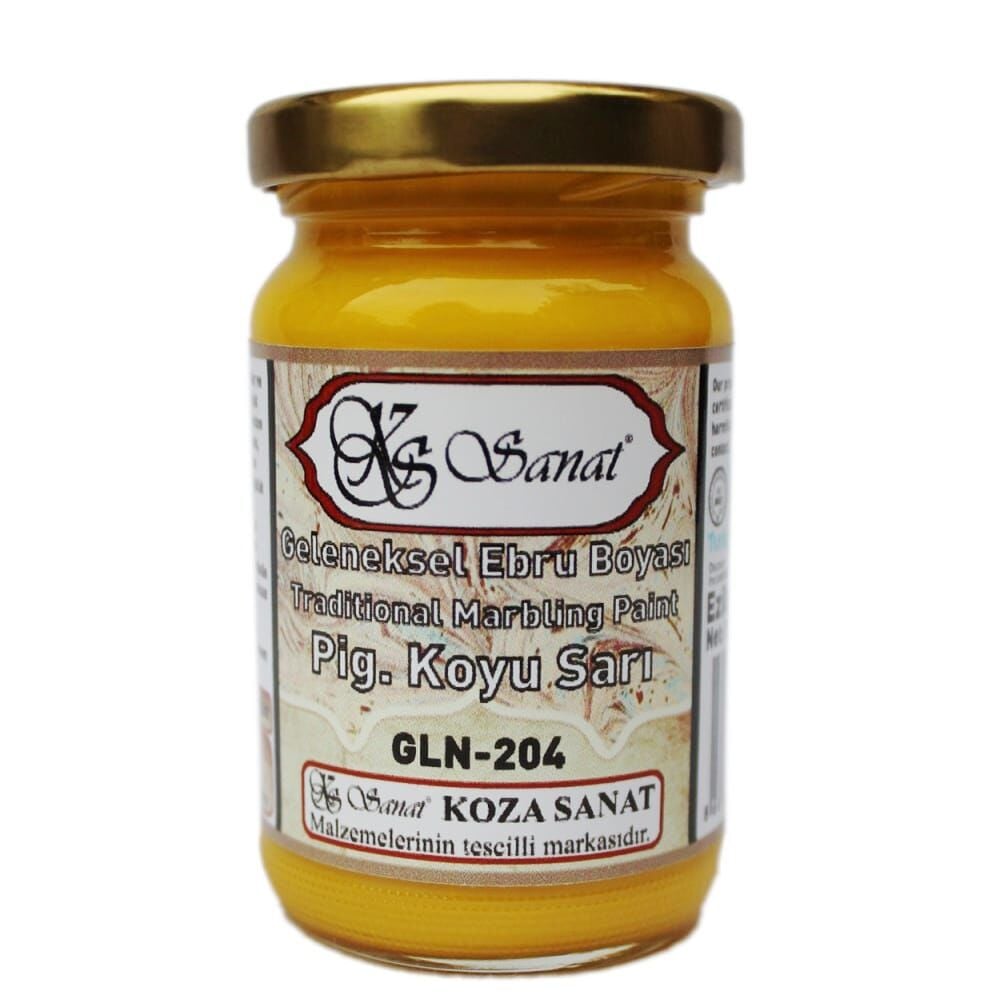 Koza Sanat Geleneksel Ezilmiş Ebru Boyası 105 cc 204 Pigment Koyu Sarı