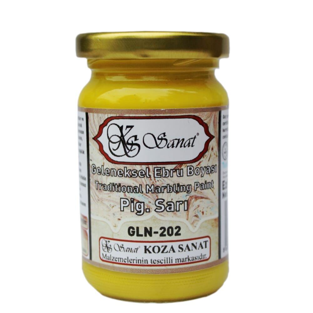 Koza Sanat Geleneksel Ezilmiş Ebru Boyası 105 cc 202 Pigment Sarı