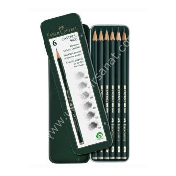 Faber Castell 9000 Dereceli Metal Kutu -(HB-B-2B-4B-6B-8B-)
