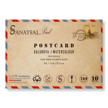 Sanatsalpad Postcard Suluboya Blok 300 gr A6 10 Yaprak