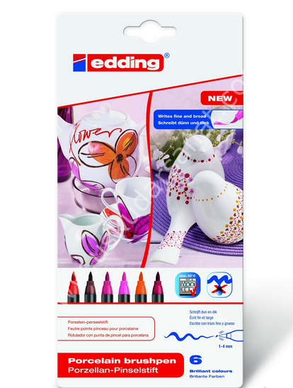 Edding 4200 Sıcak Renkler 6'lı Set Porselen Kalemi
