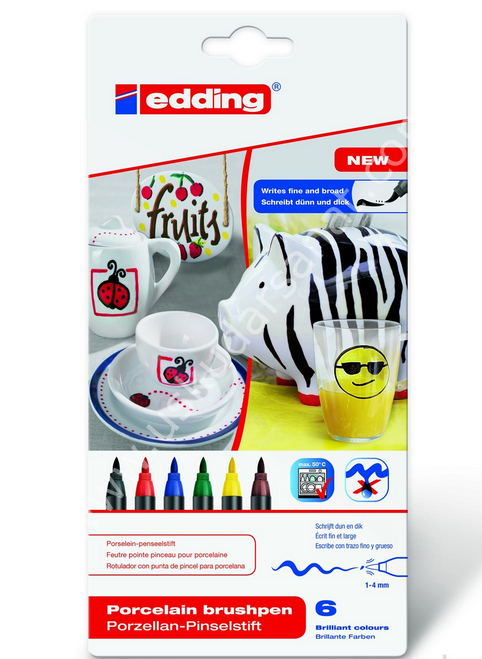 Edding 4200 Standart Renkler 6'lı Set Porselen Kalemi