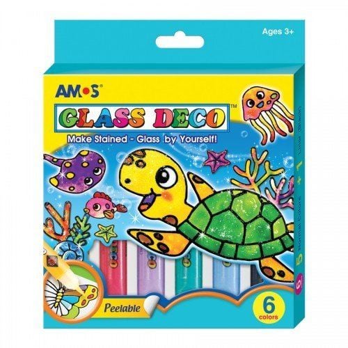 Amos Glass Deco Sökülebilir Cam Boyası 6 Renk